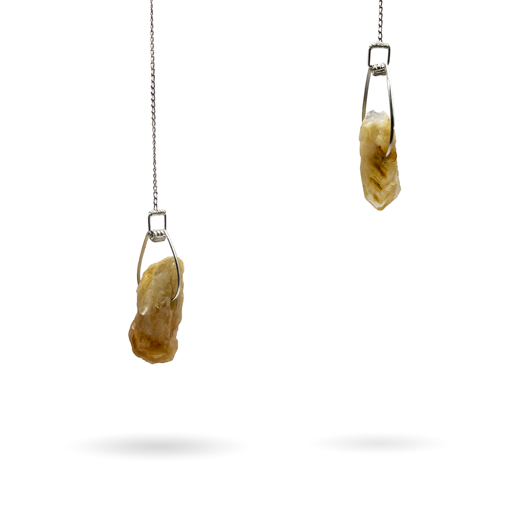 Open Collar Citrine Points Sterling Silver Torque Necklace