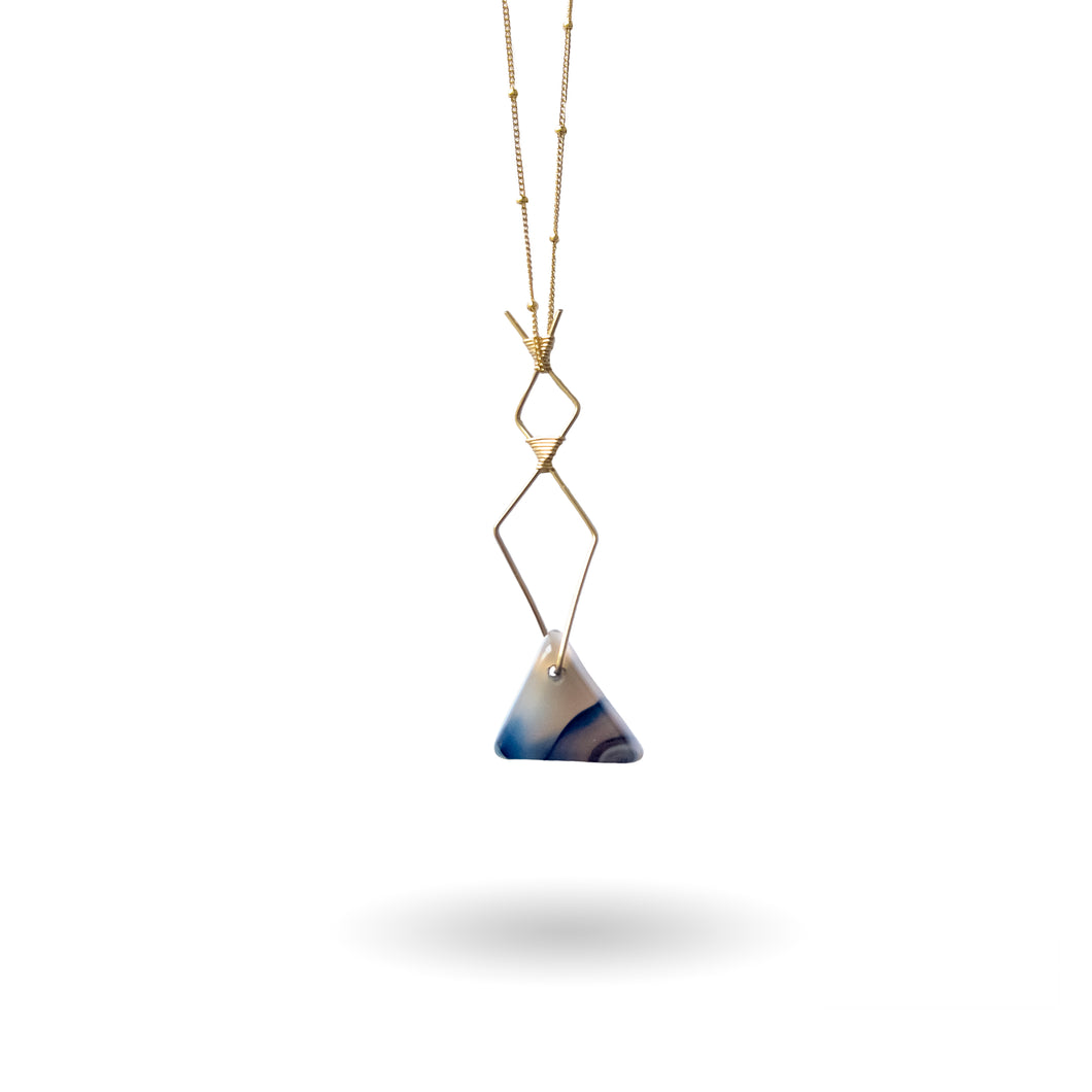 Agate Triangle Gold Pendant Necklace