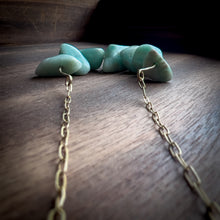 Load image into Gallery viewer, Oblong Amazonite Cluster Gold Pendant Paperclip Chain Necklace
