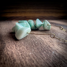 Load image into Gallery viewer, Oblong Amazonite Cluster Gold Pendant Paperclip Chain Necklace
