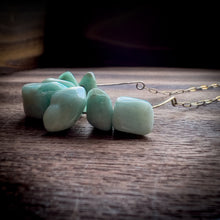 Load image into Gallery viewer, Oblong Amazonite Cluster Gold Pendant Paperclip Chain Necklace
