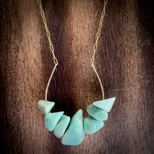 Load image into Gallery viewer, Oblong Amazonite Cluster Gold Pendant Paperclip Chain Necklace
