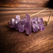 Load image into Gallery viewer, Amethyst Cluster Gold Pendant Necklace
