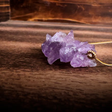 Load image into Gallery viewer, Amethyst Cluster Gold Pendant Necklace
