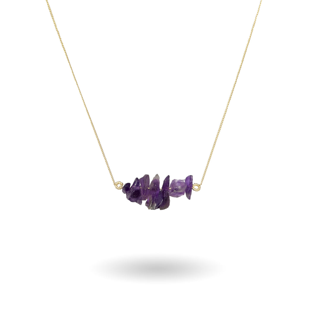 Amethyst Cluster Gold Pendant Necklace