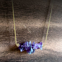 Load image into Gallery viewer, Amethyst Cluster Gold Pendant Necklace
