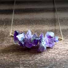 Load image into Gallery viewer, Amethyst Cluster Gold Pendant Necklace
