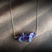 Load image into Gallery viewer, Amethyst Cluster Gold Pendant Necklace
