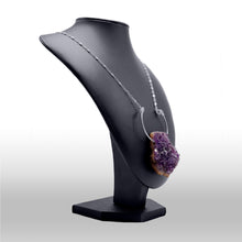 Cargar imagen en el visor de la galería, Large Rough Amethyst Geode with a long Ornate Avant-garde Chain
