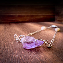 Load image into Gallery viewer, Amethyst + Freshwater Pearl + Sterling Silver Magnetic Bracelet
