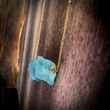 Load image into Gallery viewer, Aquamarine Cluster Gold Necklace
