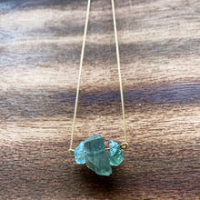 Load image into Gallery viewer, Rough Aquamarine Cluster 14K Gold-fill Curb Chain Necklace
