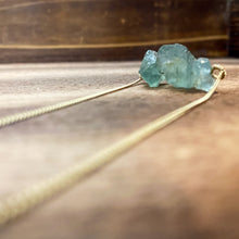 Load image into Gallery viewer, Rough Aquamarine Cluster 14K Gold-fill Curb Chain Necklace
