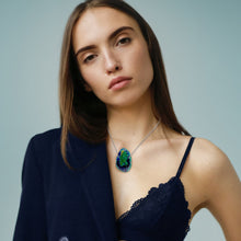 Load image into Gallery viewer, 85 Ct. Azurite, Malachite, and Chrysocolla Sterling Silver Necklace
