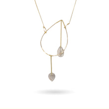 Load image into Gallery viewer, Asymmetrical Gold Rutilated Quartz Teardrop Necklace
