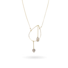 Cargar imagen en el visor de la galería, Asymmetrical 14K Gold Rutilated Quartz Teardrop Necklace
