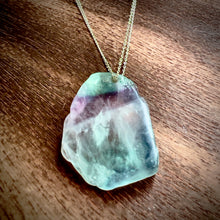 Load image into Gallery viewer, Rainbow Fluorite Slab Sterling Silver Necklace
