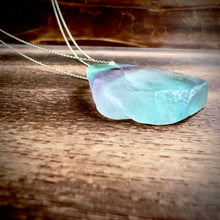 Load image into Gallery viewer, Rainbow Fluorite Slab Sterling Silver Necklace
