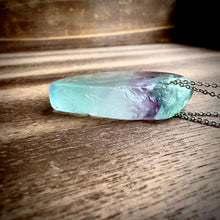 Load image into Gallery viewer, Rainbow Fluorite Slab Sterling Silver Necklace
