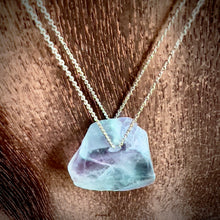 Load image into Gallery viewer, Rainbow Fluorite Slab Sterling Silver Necklace
