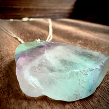 Load image into Gallery viewer, Rainbow Fluorite Slab Sterling Silver Necklace
