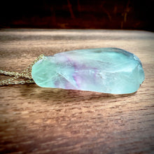 Load image into Gallery viewer, Rainbow Fluorite Slab Sterling Silver Necklace
