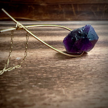 Load image into Gallery viewer, Amethyst Gold Loop Pendant Necklace
