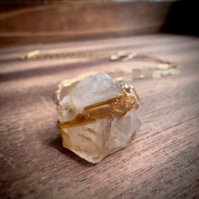 Load image into Gallery viewer, Rough Rutilated Quartz Gold Pendant Necklace
