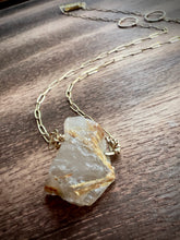 Load image into Gallery viewer, Rough Rutilated Quartz Gold Pendant Necklace
