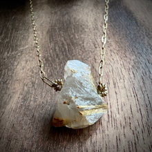 Load image into Gallery viewer, Rough Rutilated Quartz Gold Pendant Necklace
