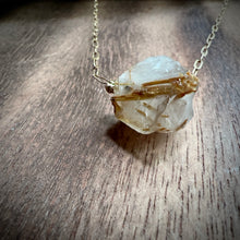 Load image into Gallery viewer, Rough Rutilated Quartz Gold Pendant Necklace
