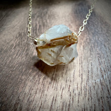 Load image into Gallery viewer, Rough Rutilated Quartz Gold Pendant Necklace
