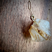 Load image into Gallery viewer, Rough Rutilated Quartz Gold Pendant Necklace
