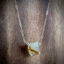 Load image into Gallery viewer, Rough Rutilated Quartz Gold Pendant Necklace
