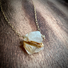 Load image into Gallery viewer, Rough Rutilated Quartz Gold Pendant Necklace
