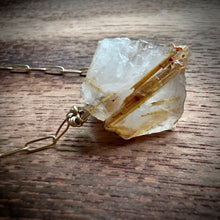 Load image into Gallery viewer, Rough Rutilated Quartz Gold Pendant Necklace
