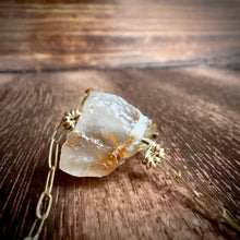 Load image into Gallery viewer, Rough Rutilated Quartz Gold Pendant Necklace
