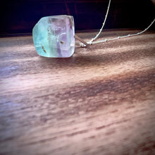 Load image into Gallery viewer, Rainbow Fluorite Chunk Sterling Silver Necklace
