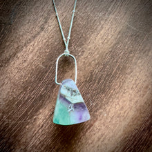 Load image into Gallery viewer, Rainbow Fluorite Chunk Sterling Silver Necklace
