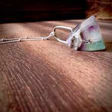 Load image into Gallery viewer, Rainbow Fluorite Chunk Sterling Silver Necklace
