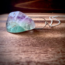 Load image into Gallery viewer, Rainbow Fluorite Chunk Sterling Silver Necklace
