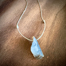 Load image into Gallery viewer, Blue Agate Geode Slice + Hammered Sterling Silver Pendant Necklace
