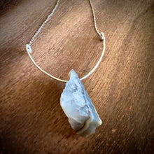 Load image into Gallery viewer, Blue Agate Geode Slice + Hammered Sterling Silver Pendant Necklace
