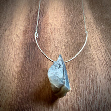 Load image into Gallery viewer, Blue Agate Geode Slice + Hammered Sterling Silver Pendant Necklace
