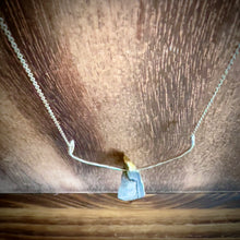 Load image into Gallery viewer, Blue Agate Geode Slice + Hammered Sterling Silver Pendant Necklace
