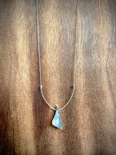 Load image into Gallery viewer, Blue Agate Geode Slice + Hammered Sterling Silver Pendant Necklace
