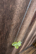 Cargar imagen en el visor de la galería, Three beautiful rough bright yellow Lemon Quartz gemstones, also known as Oro Verde Quartz are set upon a hammered sterling silver bar and strung along a delicate sterling silver paper clip curb chain, then finished with a vintage-inspired sterling silver pearl box clasp.
