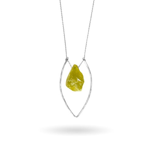 Lemon Quartz Sterling Silver Pendant Necklace (Oro Verde Quartz)