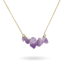 Load image into Gallery viewer, Purple Fluorite Cluster Gold Necklace
