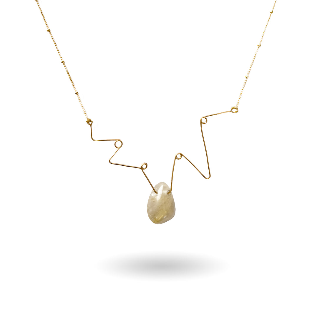 Rutilated Quartz Gold Pendant Necklace